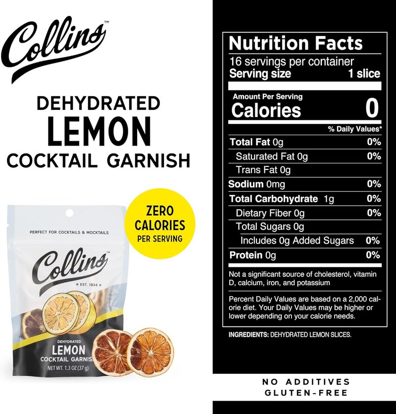 Collins Chicago Collins Dehydrated Lemon Cocktail Garnish Slices, 1.3 oz - Perfect for Cocktails & Mocktails - Image 2